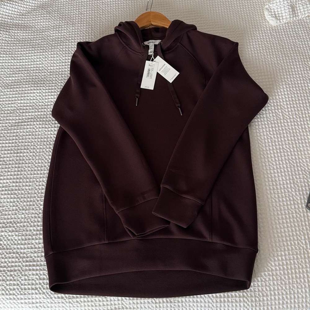 NWT SPANX Air Essentials Classic Hoodie Truffle Brown - Picture 6 of 14